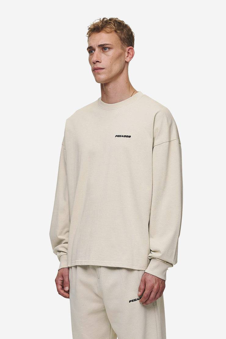 Pegador Rusk Logo Oversized Longsleeve Washed Light Beige Neueste Stile