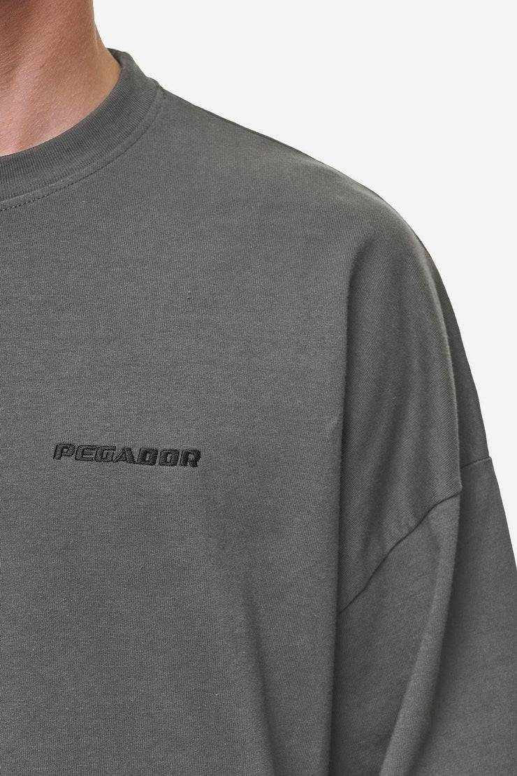 Pegador Rusk Logo Oversized Longsleeve Washed Anthracite Bis zu 65% Rabatt