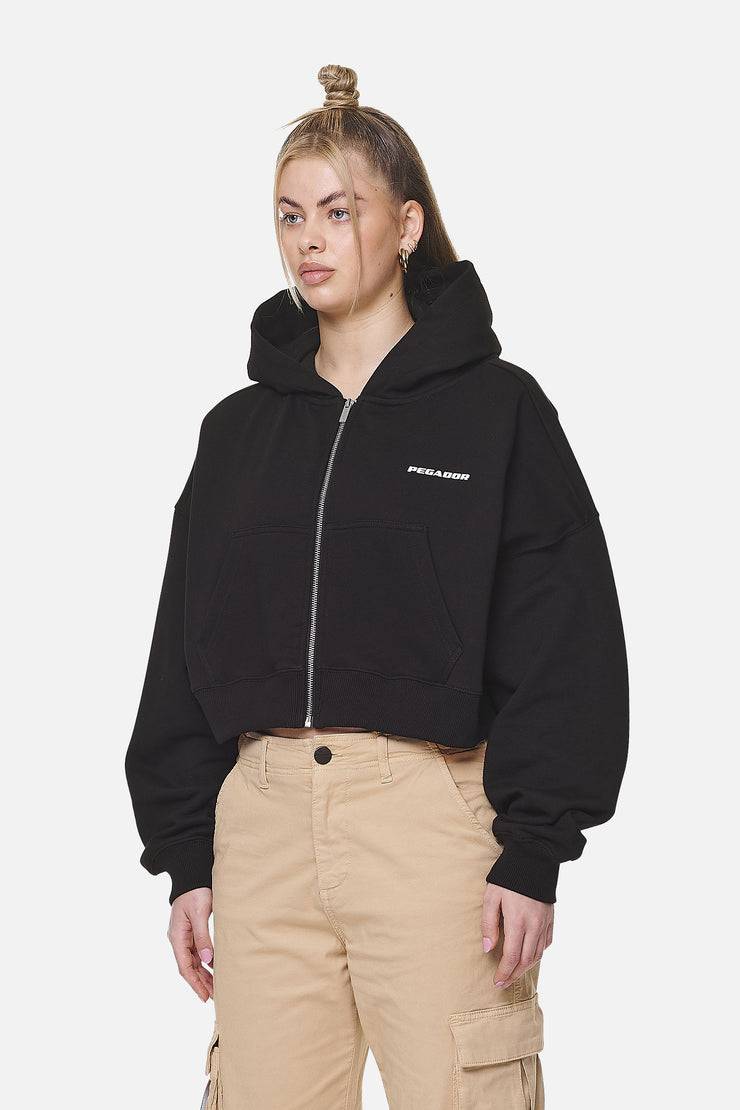 Pegador Marla Cropped Zip Hoodie Black White Gum Begrenztes Angebot