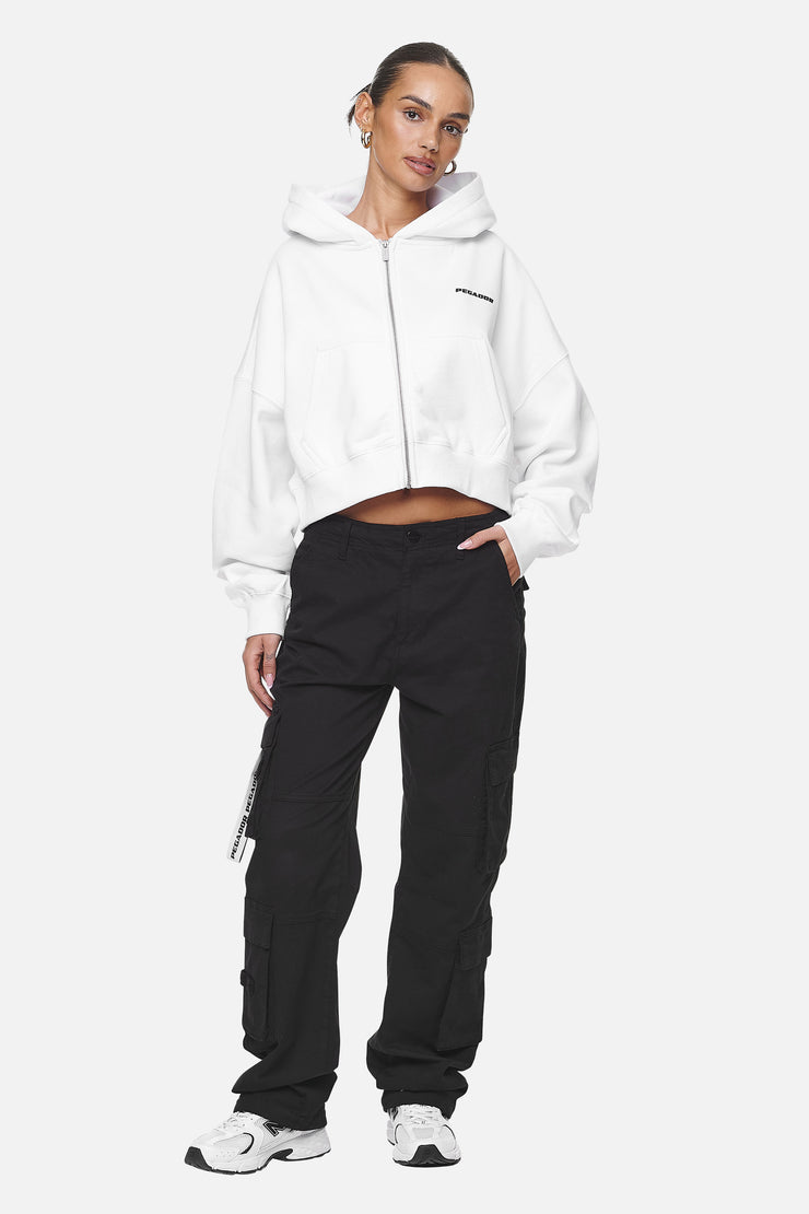 Pegador Marla Cropped Zip Hoodie White Black Gum Neueste Mode