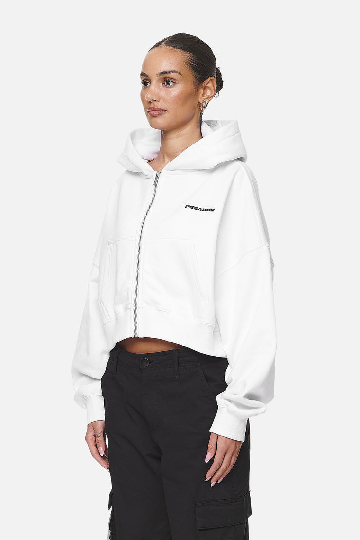 Pegador Marla Cropped Zip Hoodie White Black Gum Neueste Mode