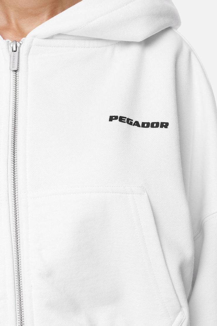 Pegador Marla Cropped Zip Hoodie White Black Gum Neueste Mode