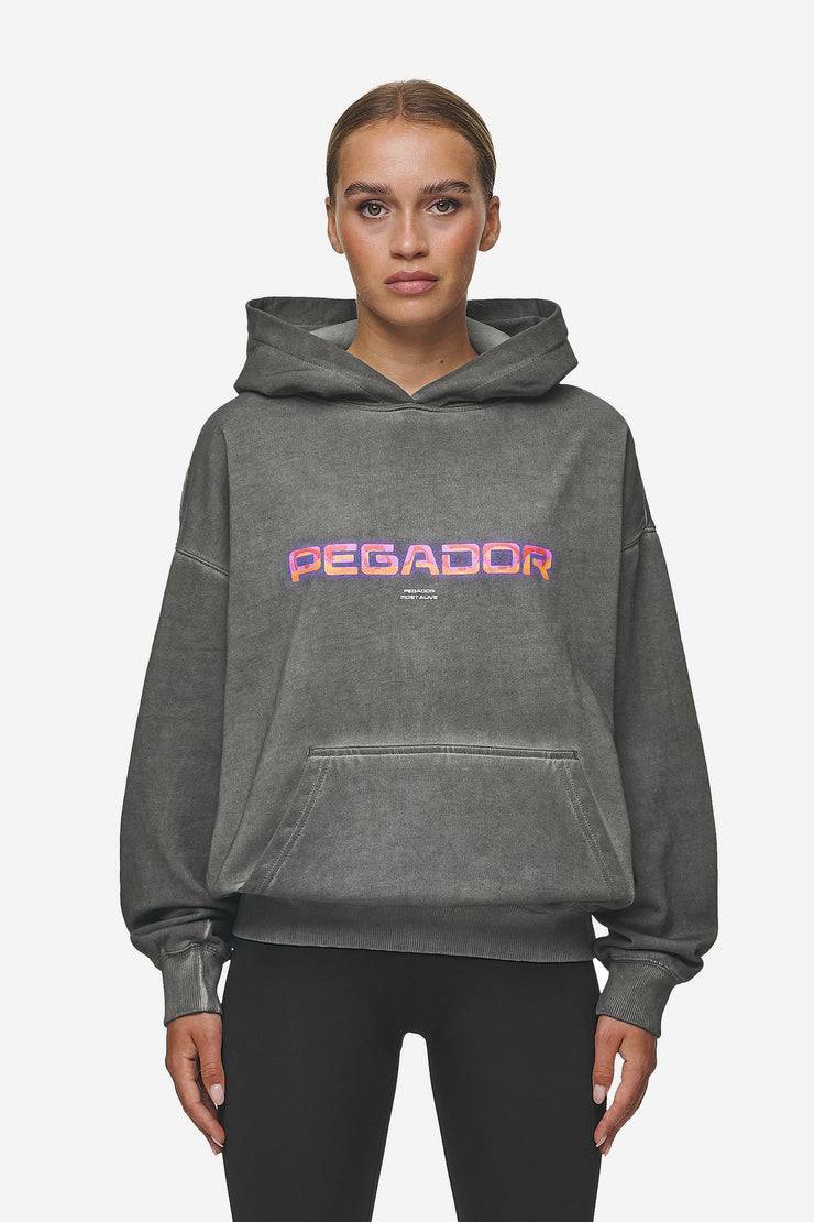 Pegador Lui Sprayed Oversized Hoodie Oil Dyed Deep Grey Blitzverkäufe