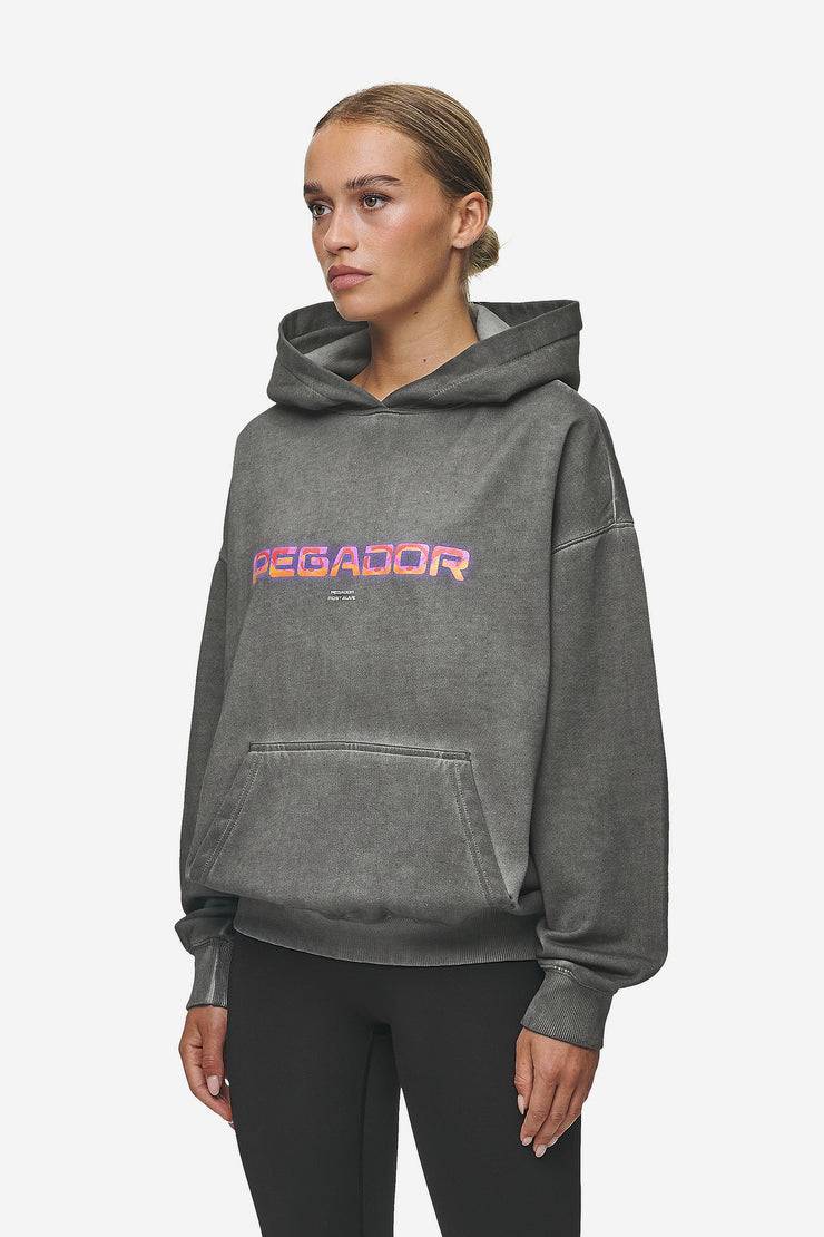 Pegador Lui Sprayed Oversized Hoodie Oil Dyed Deep Grey Blitzverkäufe
