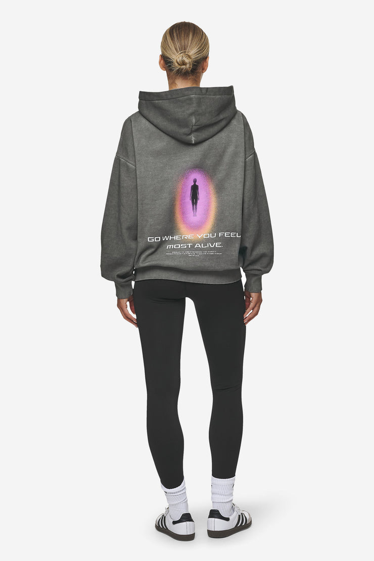 Pegador Lui Sprayed Oversized Hoodie Oil Dyed Deep Grey Blitzverkäufe