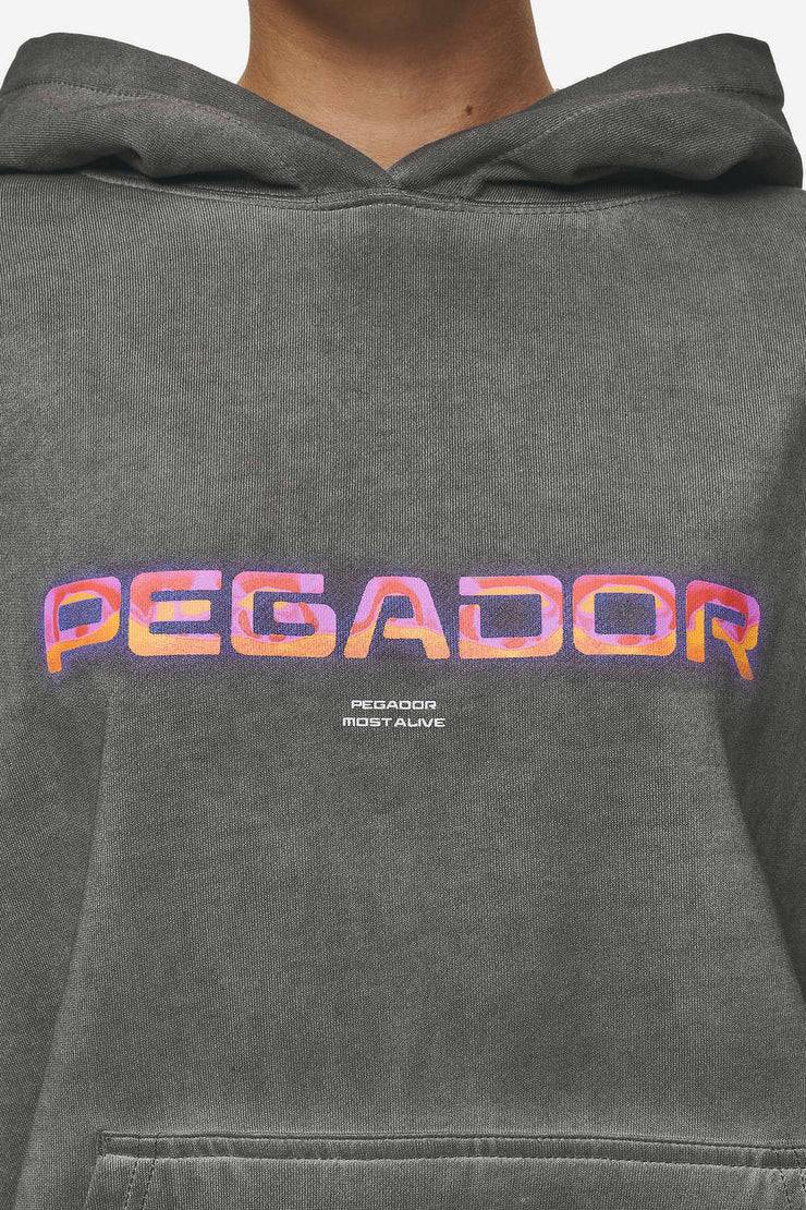 Pegador Lui Sprayed Oversized Hoodie Oil Dyed Deep Grey Blitzverkäufe