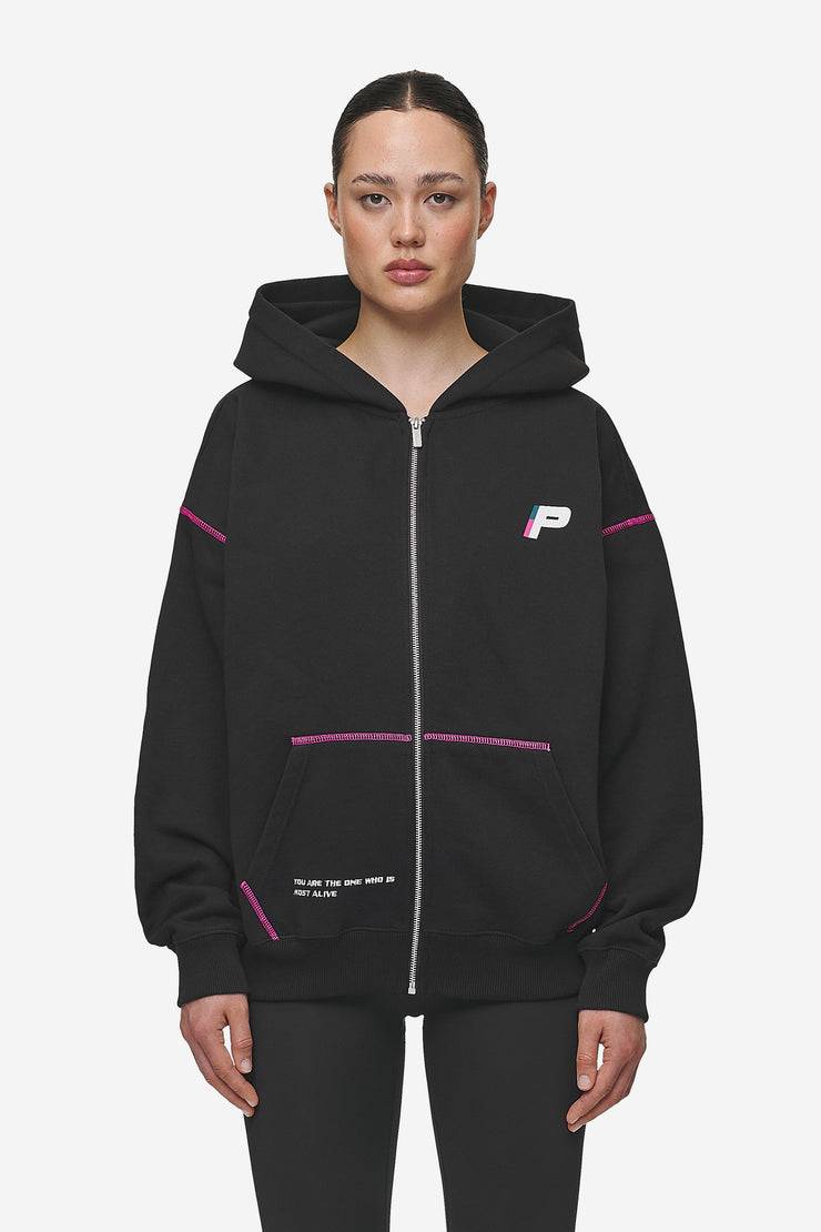 Pegador Jenna Oversized Sweat Jacket Washed Black Versandkostenfrei