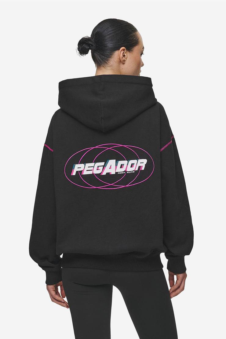 Pegador Jenna Oversized Sweat Jacket Washed Black Versandkostenfrei
