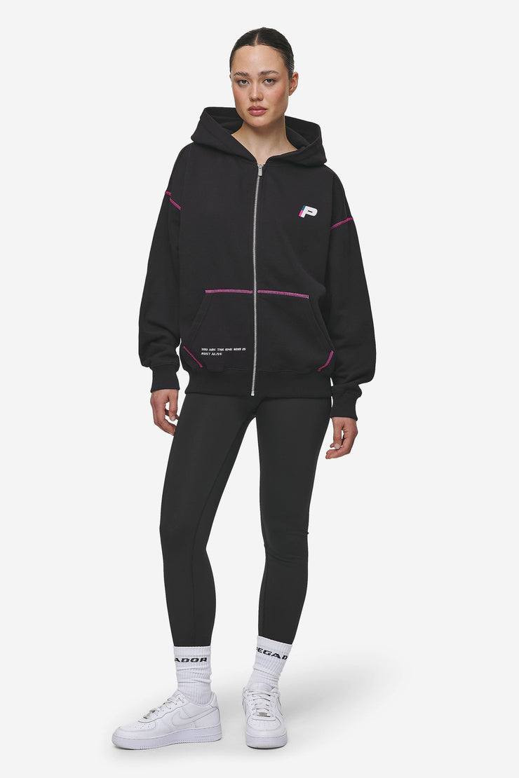 Pegador Jenna Oversized Sweat Jacket Washed Black Versandkostenfrei