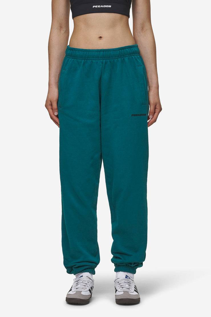 Pegador Villa High Waisted Sweat Pants Washed Urban Turquoise Black Gum Saisonschlussverkauf