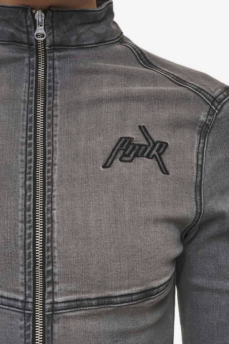 Pegador Elly Denim Biker Jacket Washed Deep Grey Tiefpreis