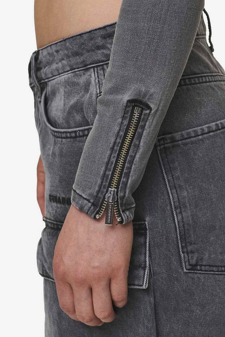 Pegador Elly Denim Biker Jacket Washed Deep Grey Tiefpreis