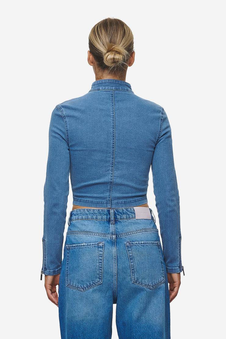 Pegador Elly Denim Biker Jacket Washed Blue Super Sparpreis