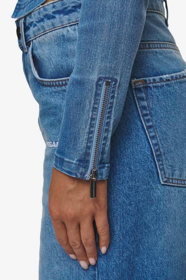 Pegador Elly Denim Biker Jacket Washed Blue Super Sparpreis