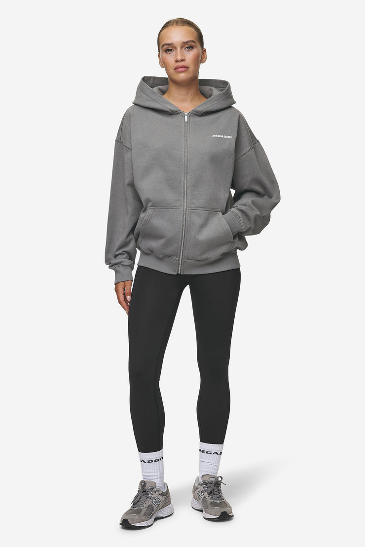 Pegador Ramira Oversized Sweat Jacket Washed Deep Grey White Bis zu 50% Rabatt