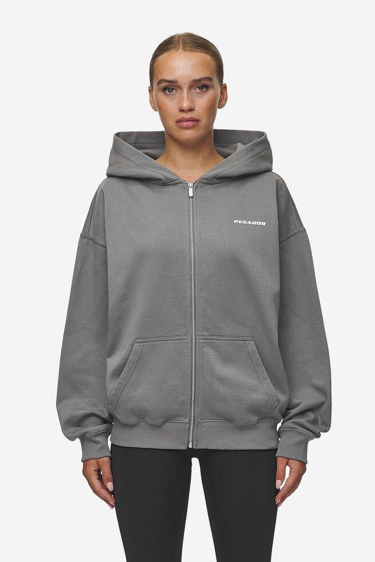 Pegador Ramira Oversized Sweat Jacket Washed Deep Grey White Bis zu 50% Rabatt