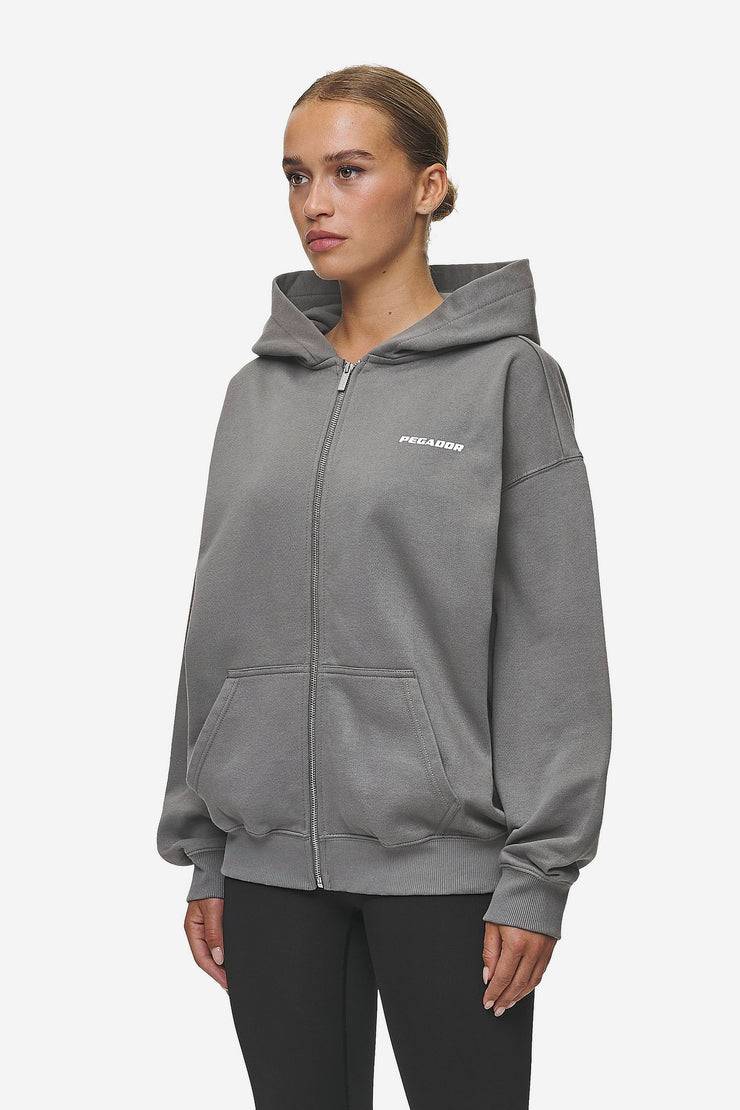 Pegador Ramira Oversized Sweat Jacket Washed Deep Grey White Bis zu 50% Rabatt