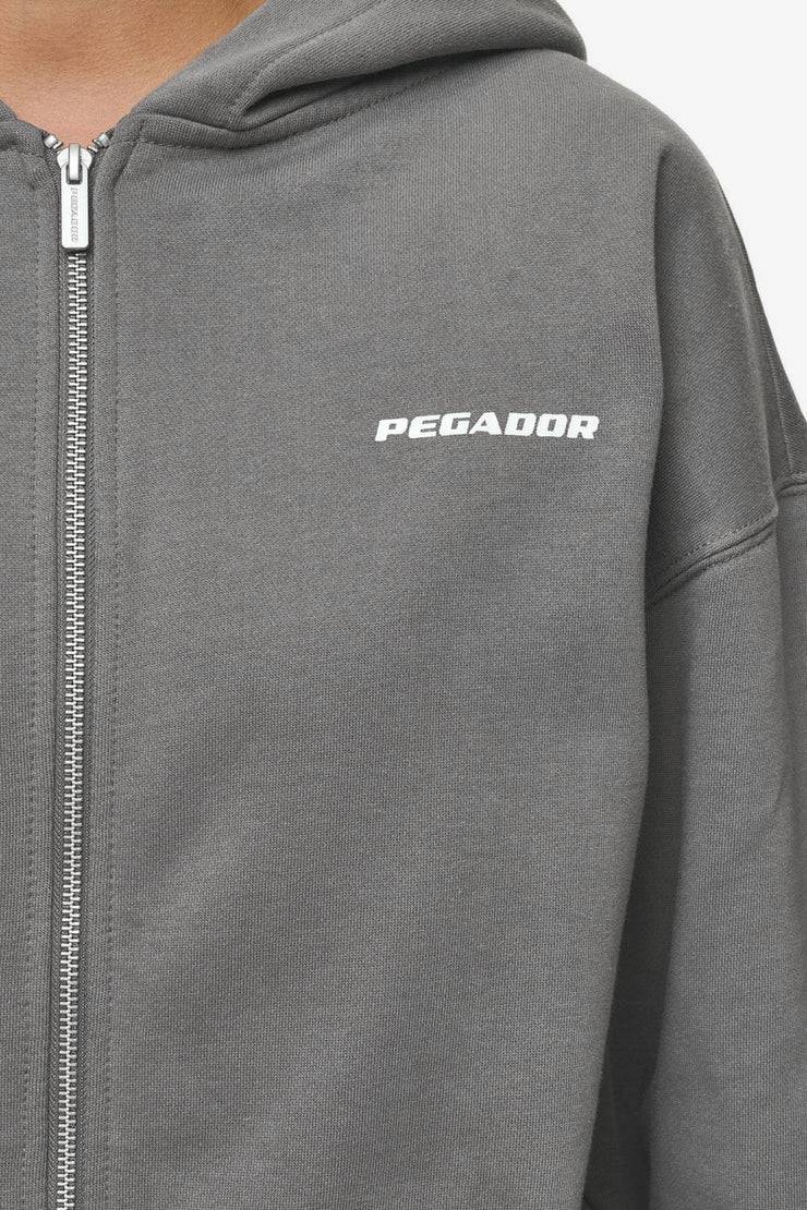Pegador Ramira Oversized Sweat Jacket Washed Deep Grey White Bis zu 50% Rabatt
