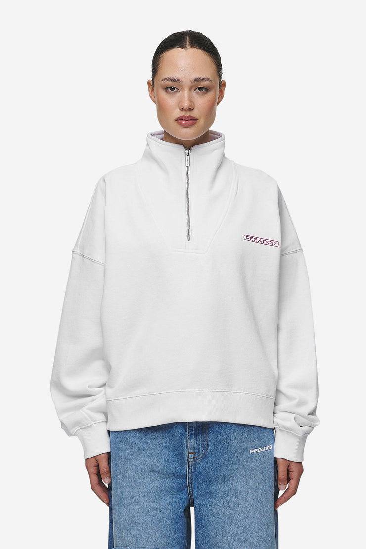 Pegador Thea Oversized Halfzip Sweater White Super Rabatt