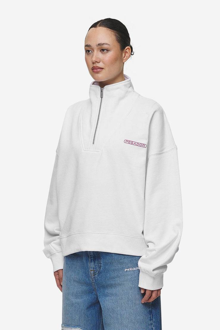 Pegador Thea Oversized Halfzip Sweater White Super Rabatt