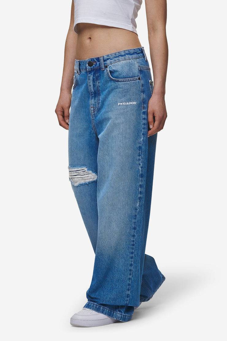 Pegador Mally Super Baggy Jeans Washed Blue Schlussverkauf