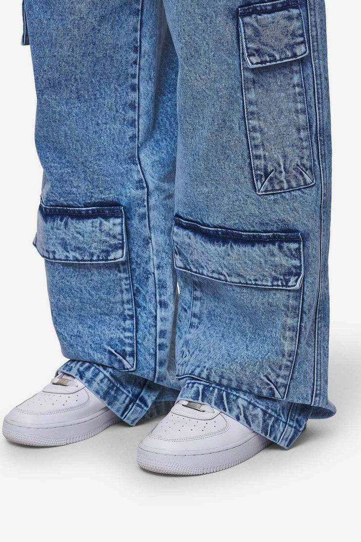 Pegador Leli High Waist Cargo Jeans Washed Denim Blue Günstiger Verkauf