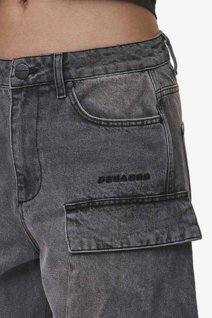 Pegador Leli High Waist Cargo Jeans Washed Deep Grey Fabrikverkauf