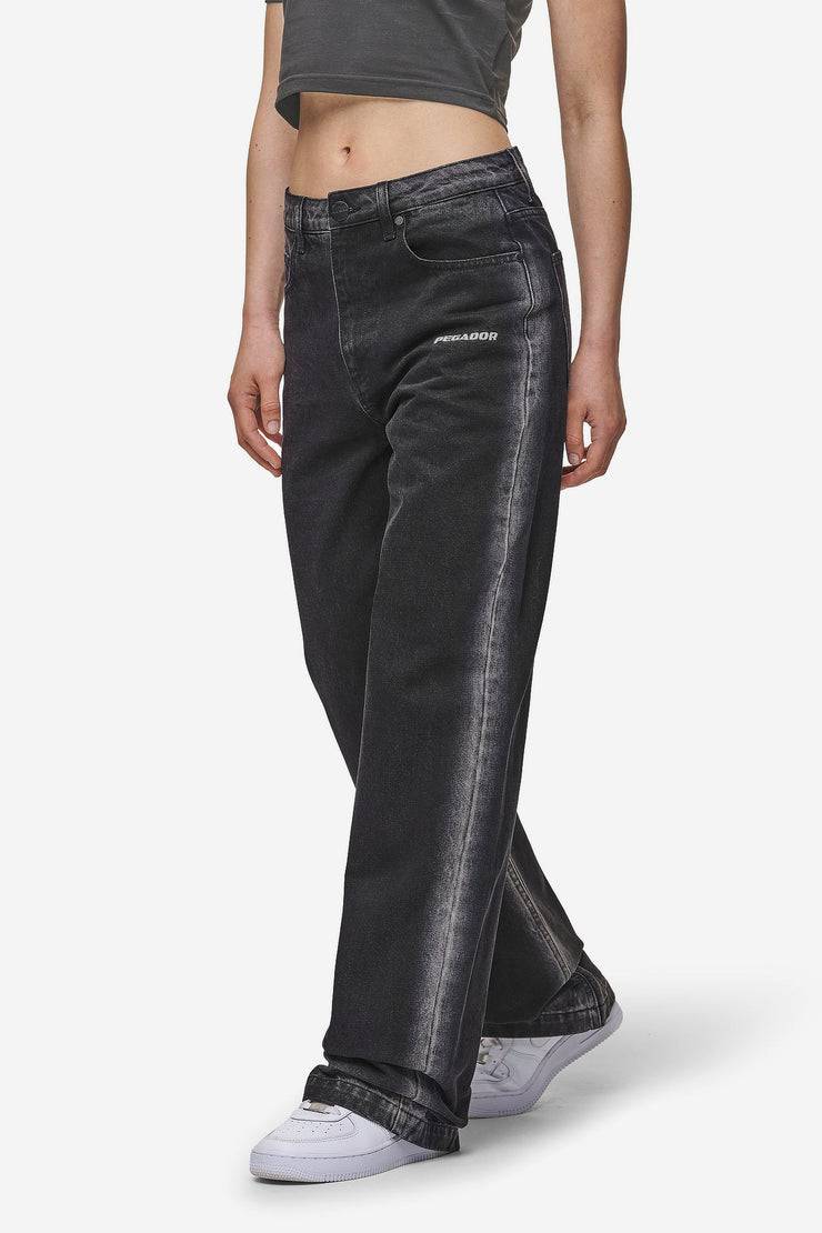 Pegador Gina Sprayed Wide Leg Jeans Washed Black White Meist gekauft