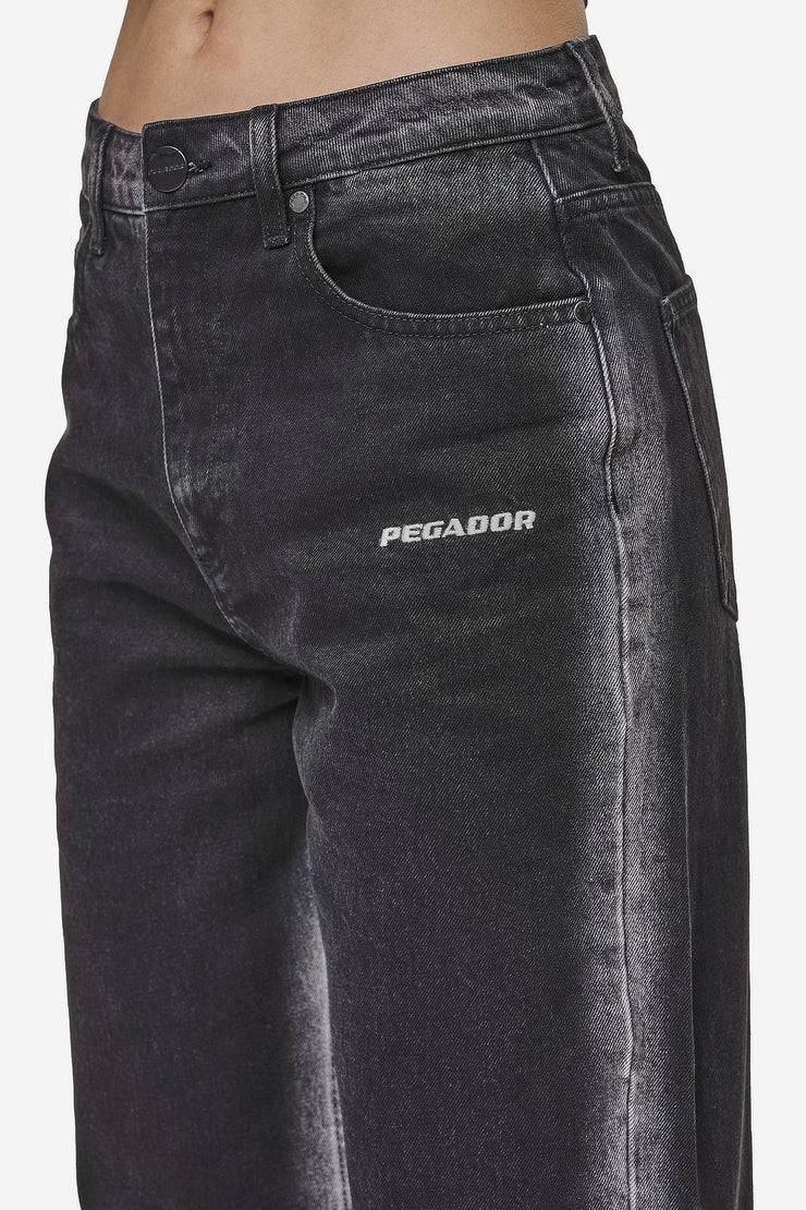 Pegador Gina Sprayed Wide Leg Jeans Washed Black White Meist gekauft