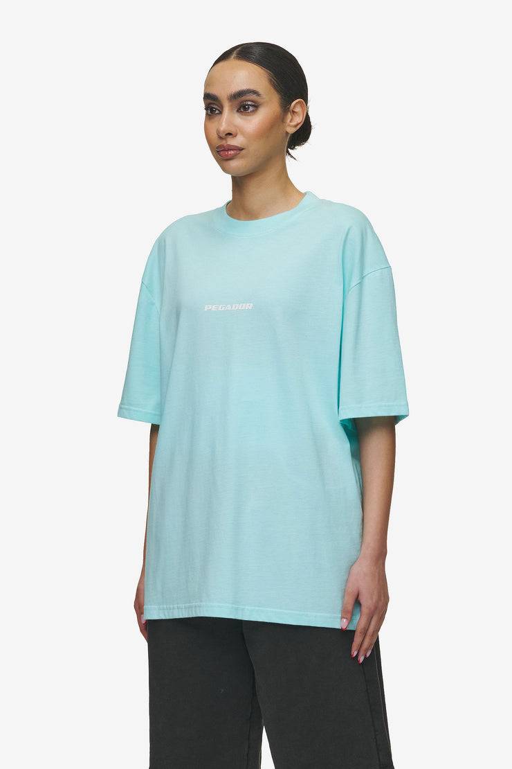 Pegador Colne Logo Oversized Tee Washed Sky Blue White Preisnachlass