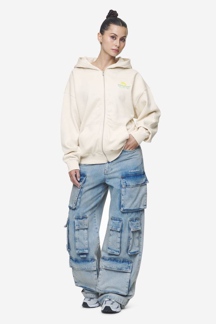 Pegador Celina High Waist Cargo Jeans Washed Pale Blue Neueste Mode