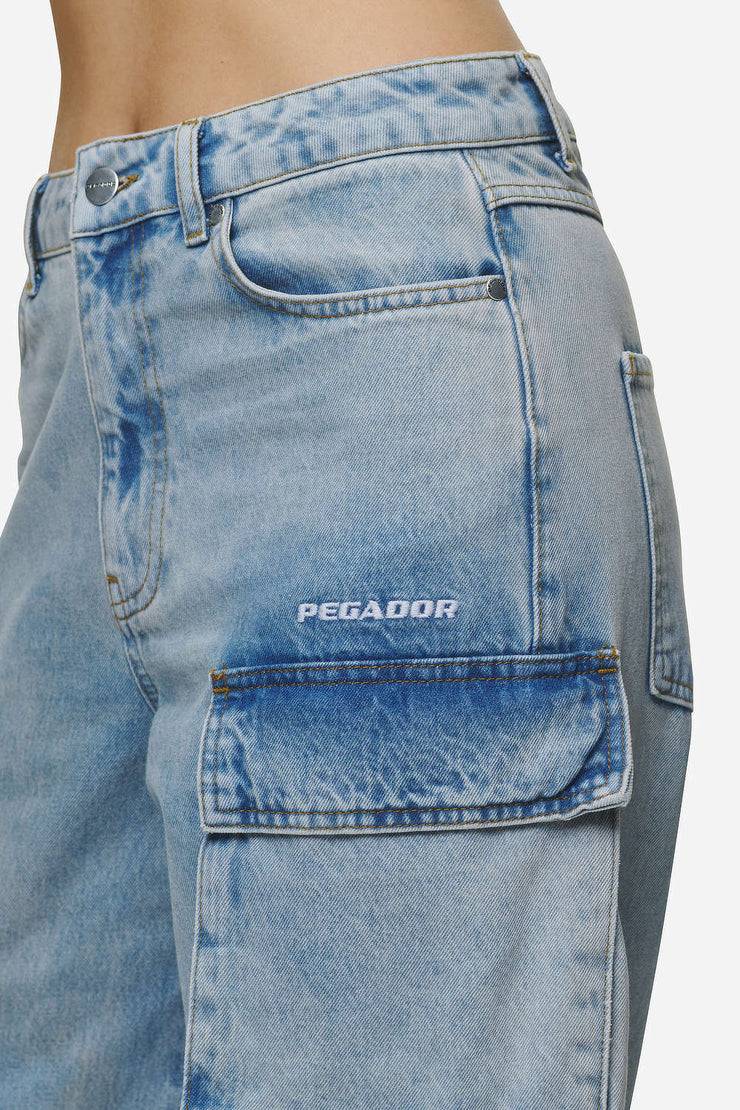 Pegador Celina High Waist Cargo Jeans Washed Pale Blue Neueste Mode
