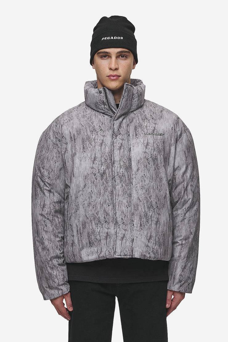 Pegador Lavoy Ripstop Crushed Cropped Boxy Puffer Jacket Steel Grey Neueste Stile
