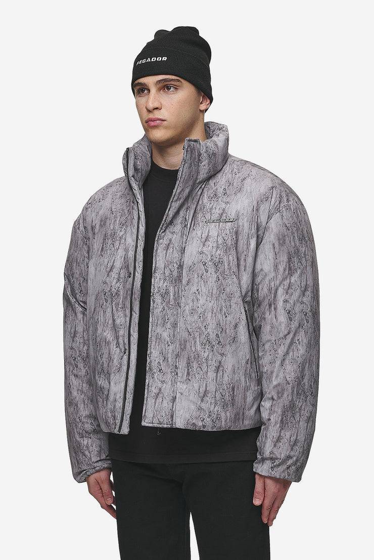 Pegador Lavoy Ripstop Crushed Cropped Boxy Puffer Jacket Steel Grey Neueste Stile
