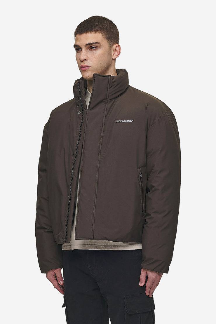 Pegador Lavoy Cropped Boxy Puffer Jacket Dark Brown Letzte 2 Tage