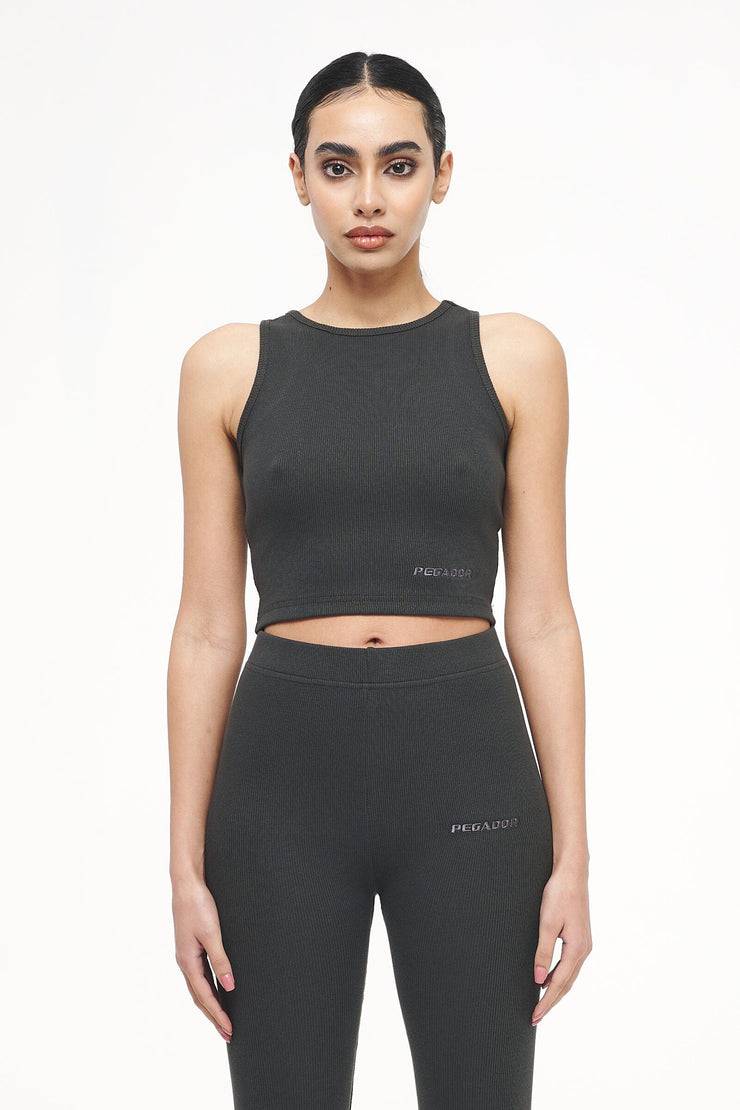 Pegador Ayla Crop Top Vintage Washed Iron Grey