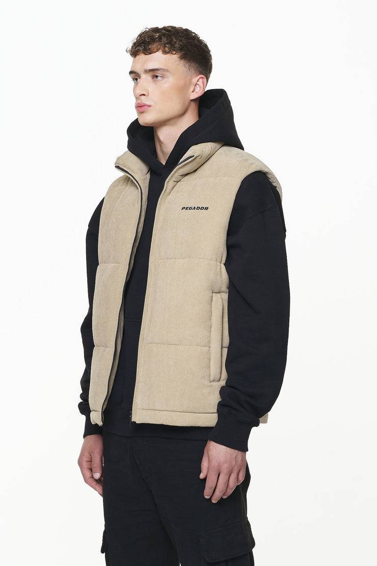 Pegador Bardon Cord Puffer Vest Sand VIP-Rabatte