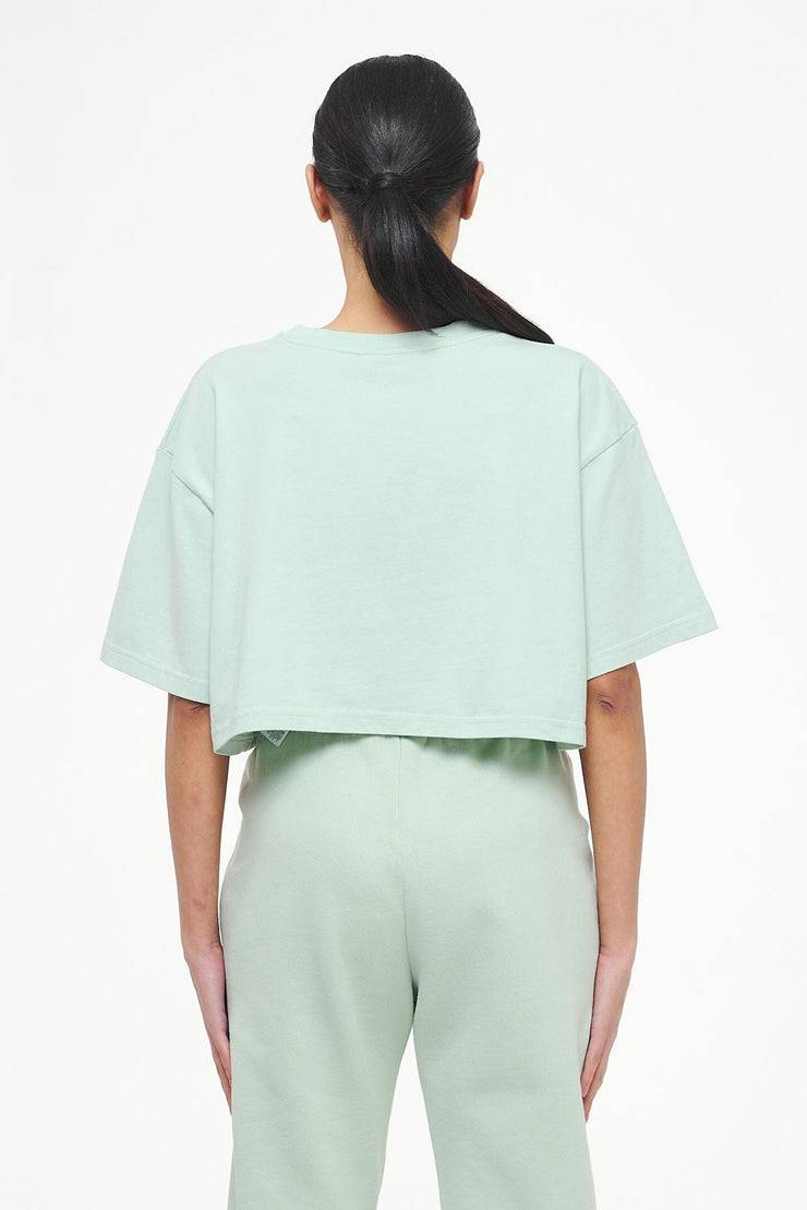 Pegador Layla Oversized Cropped Tee Vintage Washed Milky Green Gum Im Verkauf
