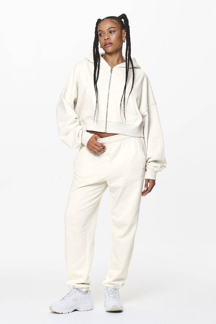 Pegador Marla Cropped Zip Hoodie Washed Salty Cream Gum Preisnachlass