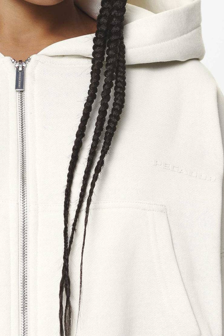 Pegador Marla Cropped Zip Hoodie Washed Salty Cream Gum Preisnachlass