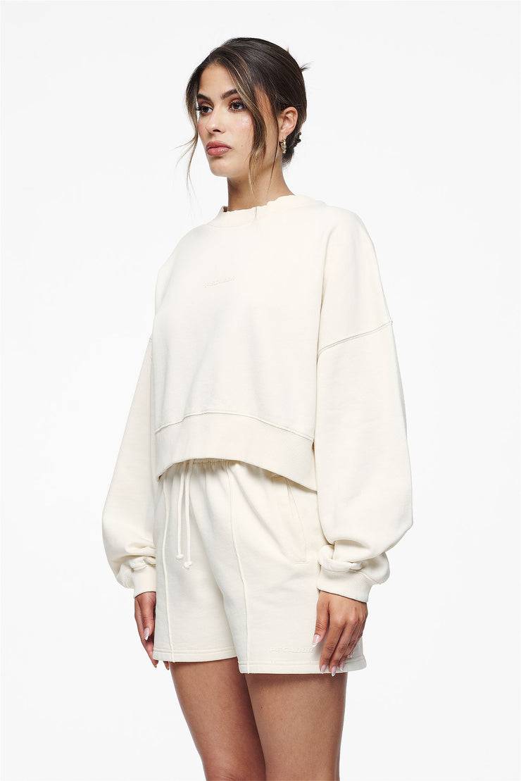 Pegador Londa Cropped Oversized Sweater Vintage Washed Unbleached Gum Letzter Tag