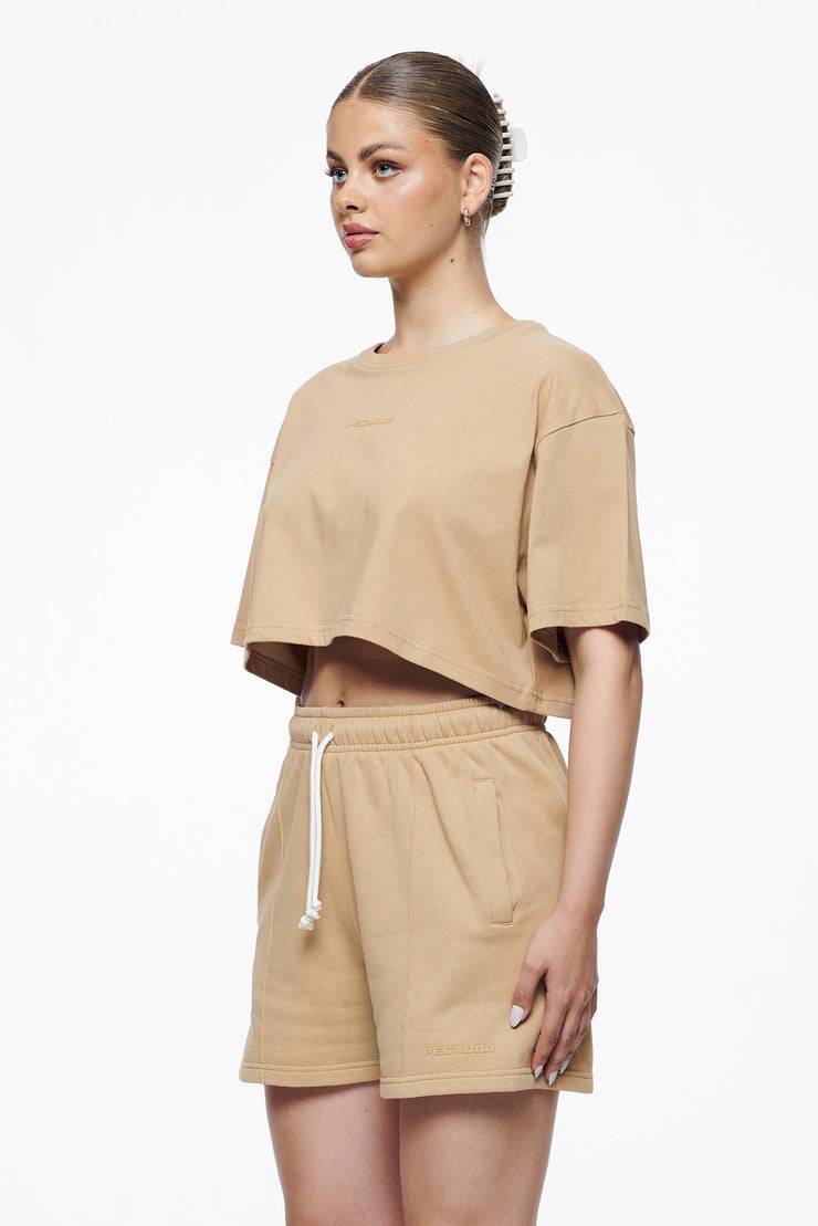 Pegador Layla Oversized Cropped Tee Vintage Washed Espresso Gum Vierteljährliche Förderung