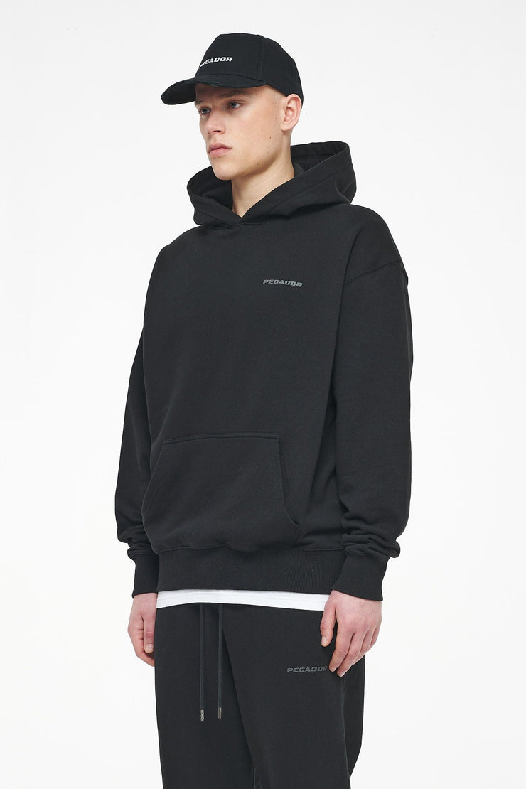 Pegador Logo Oversized Hoodie Vintage Washed Black Ink Gum Rabatte dieses Monats