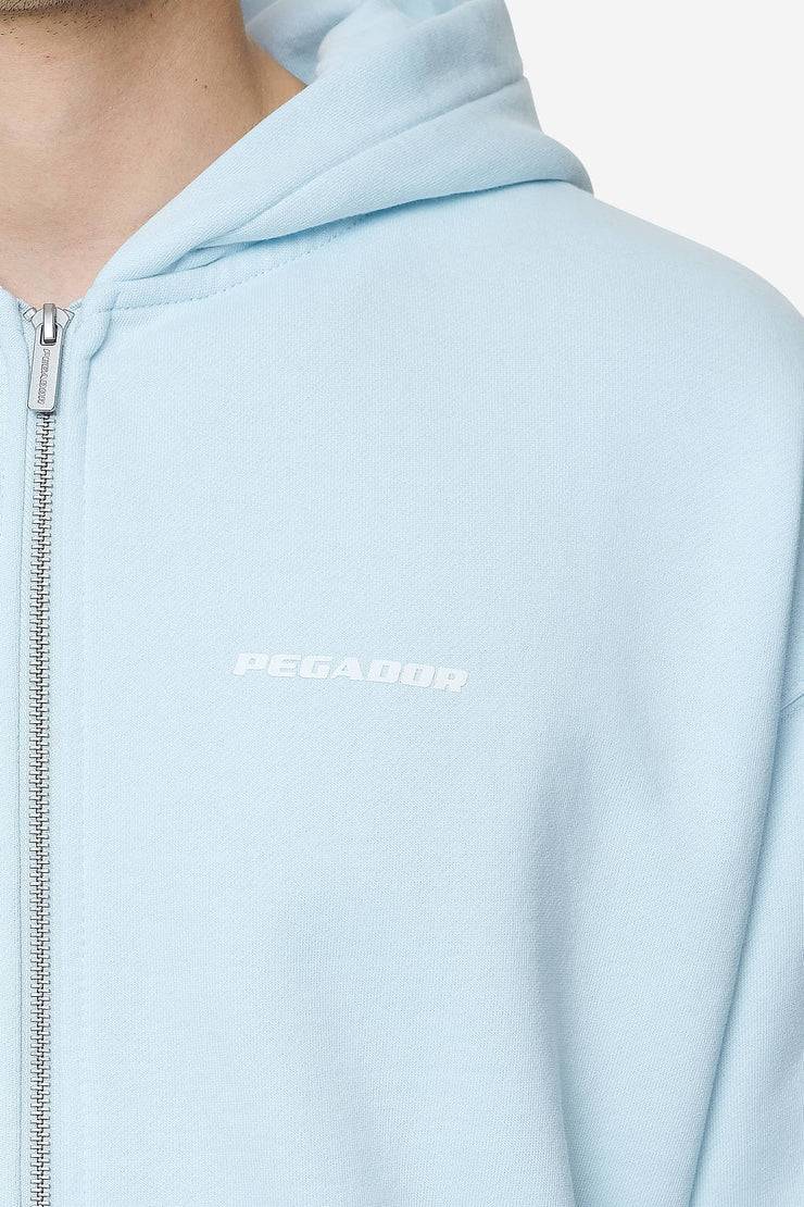 Pegador Logo Oversized Sweat Jacket Washed Baby Blue White Gum Großer Ausverkauf