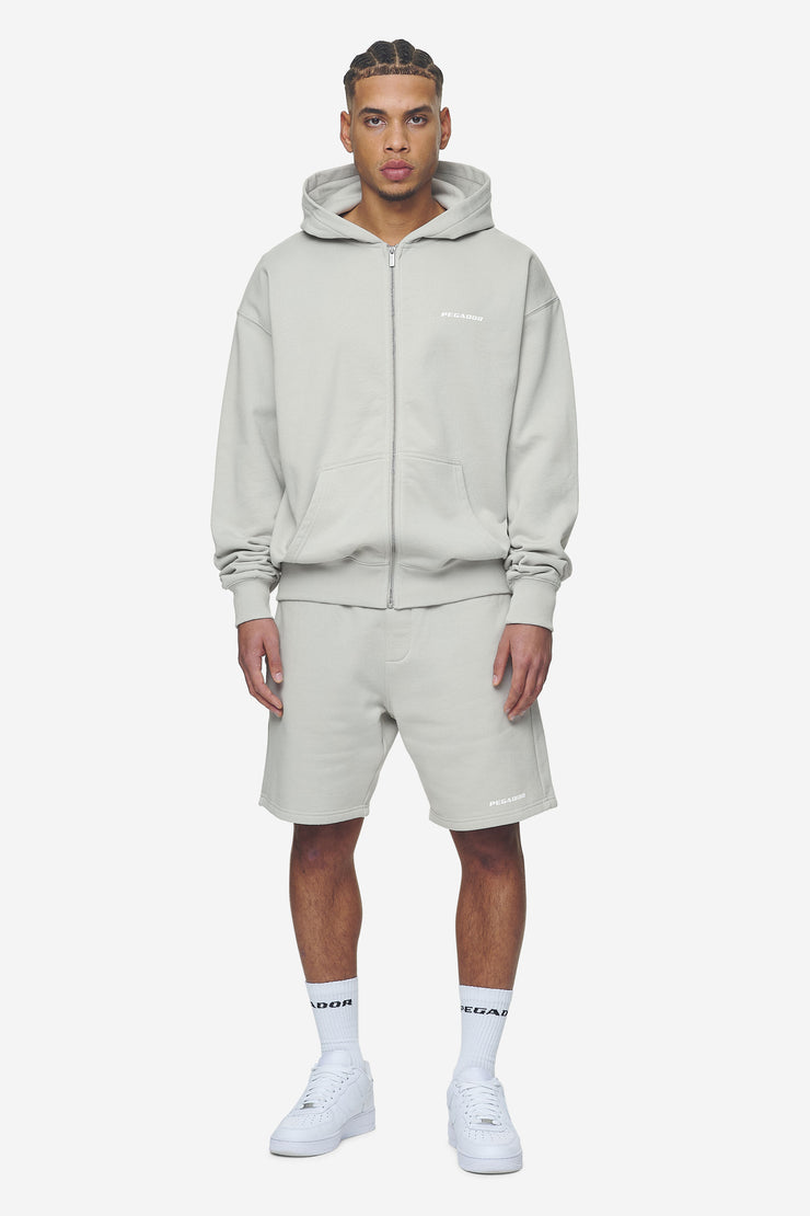Pegador Logo Oversized Sweat Jacket Washed Pearl Grey White Gum Preisnachlass