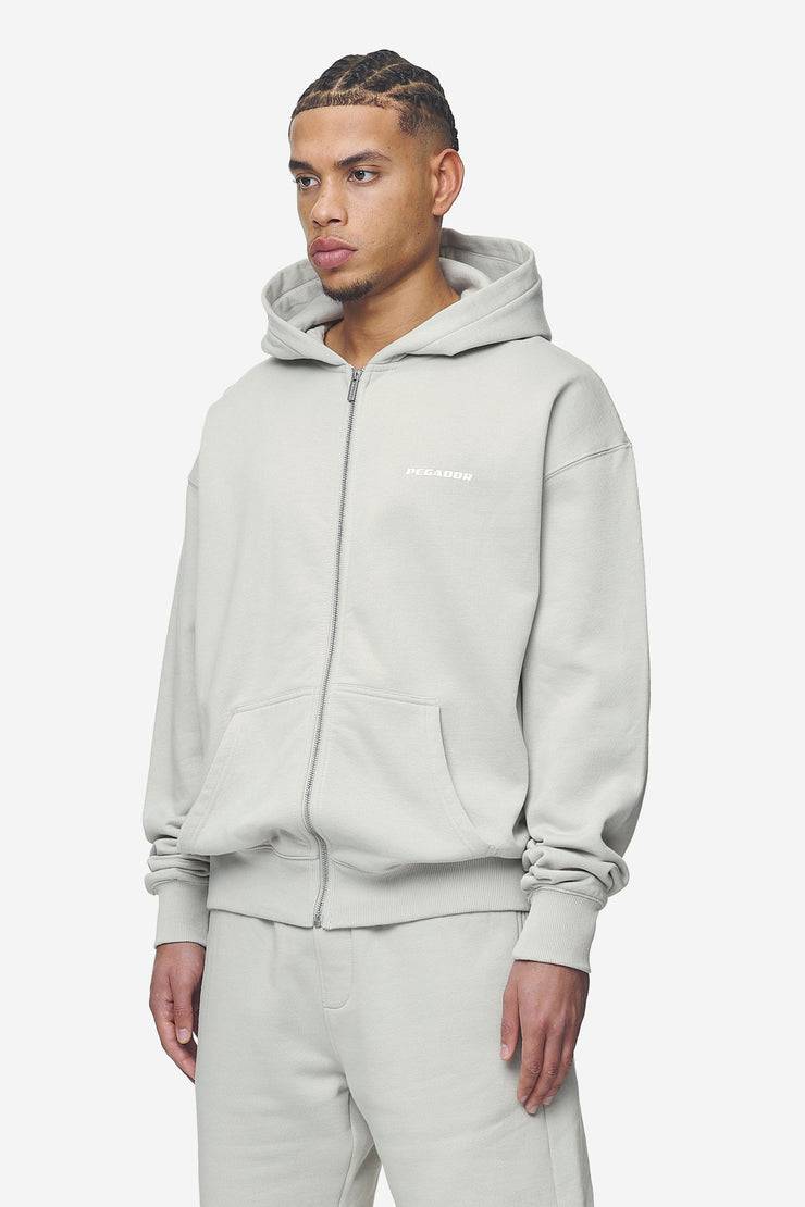 Pegador Logo Oversized Sweat Jacket Washed Pearl Grey White Gum Preisnachlass