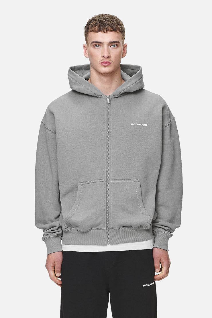 Pegador Logo Oversized Sweat Jacket Washed Cool Grey White Gum Heißer Verkauf
