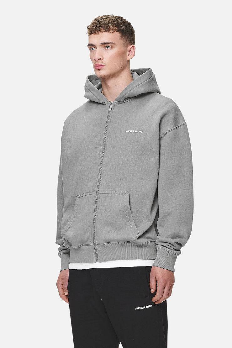 Pegador Logo Oversized Sweat Jacket Washed Cool Grey White Gum Heißer Verkauf