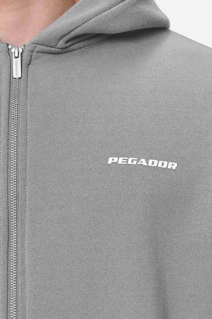 Pegador Logo Oversized Sweat Jacket Washed Cool Grey White Gum Heißer Verkauf
