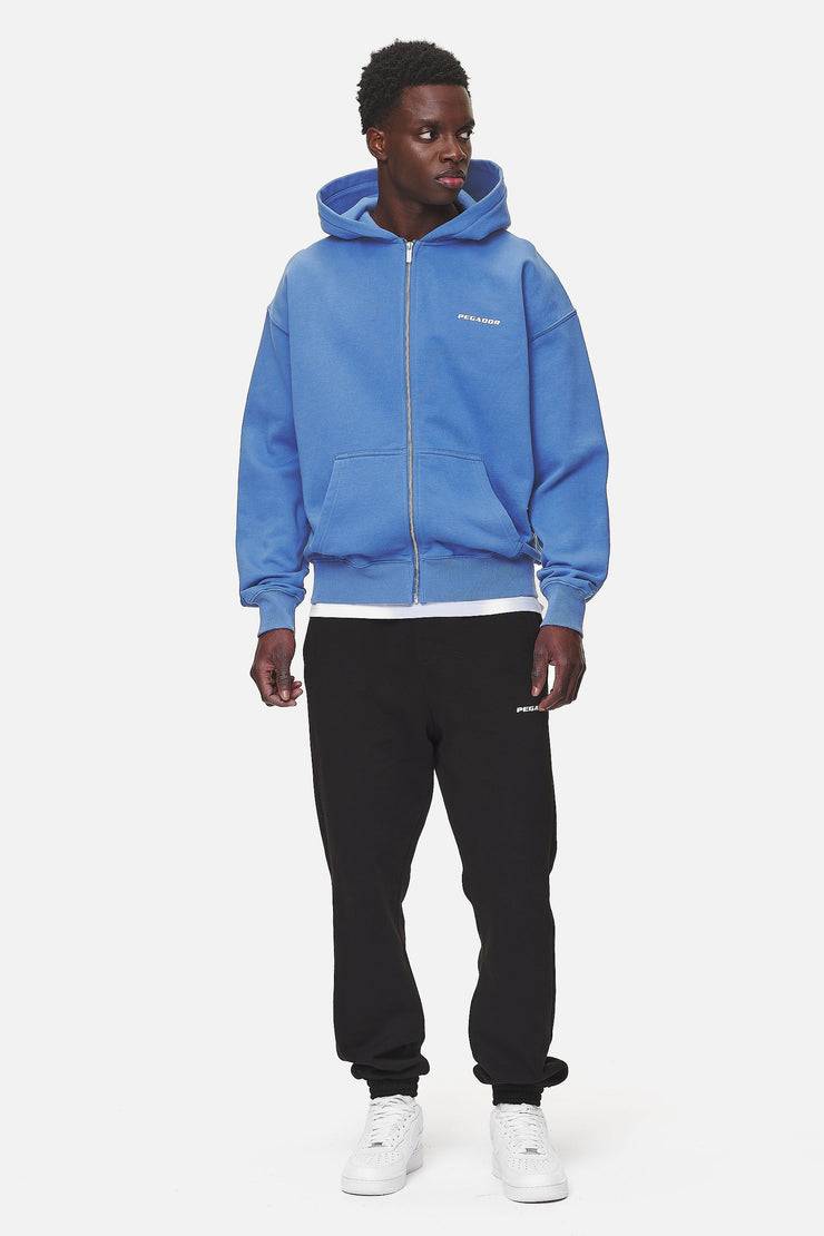 Pegador Logo Oversized Sweat Jacket Washed Retro Blue White Gum Zeitlich begrenztes Angebot
